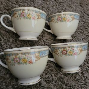 Vintage 1947 Homer Laughlin Nautilus Eggshell - "Blue Dawn" Tea Cups, 4 Count